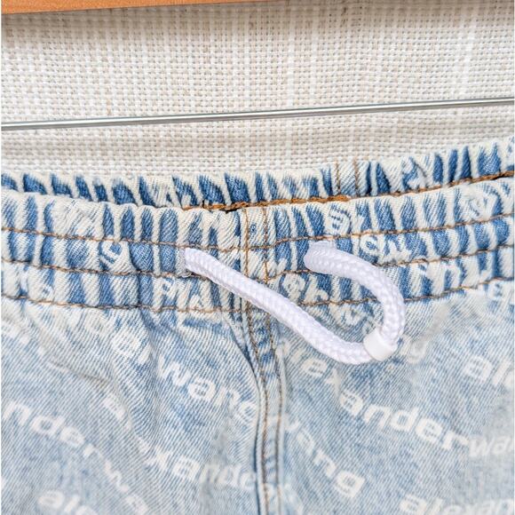 Alexander Wang Blue & White Logo Print Jogger Disstressed Cropped Jeans, size S - Picture 4 of 10